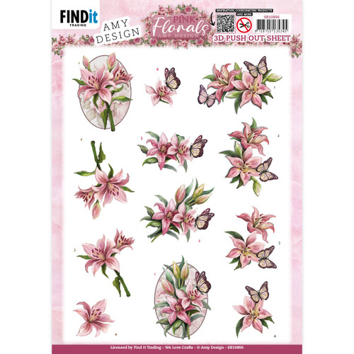 Pink Florals Die-Cut Lilies